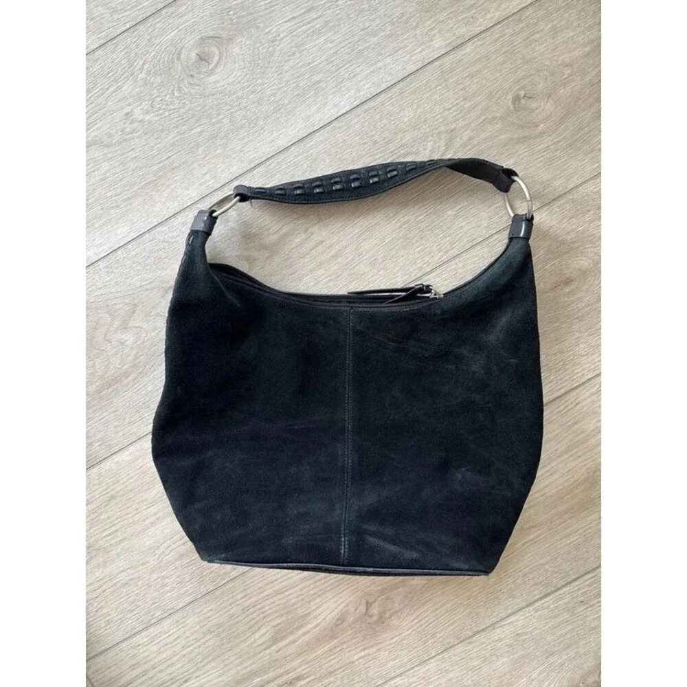 Vintage Black Suede Slouch Hobo
